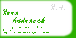 nora andrasek business card